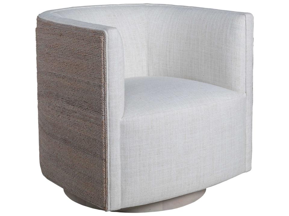 Home Ingrid Woven Swivel Accent Chair in Whitewash Finish