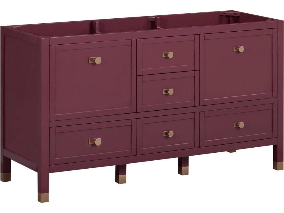 Alana 60 in. Double Sink Bathroom Vanity in Burgundy Red