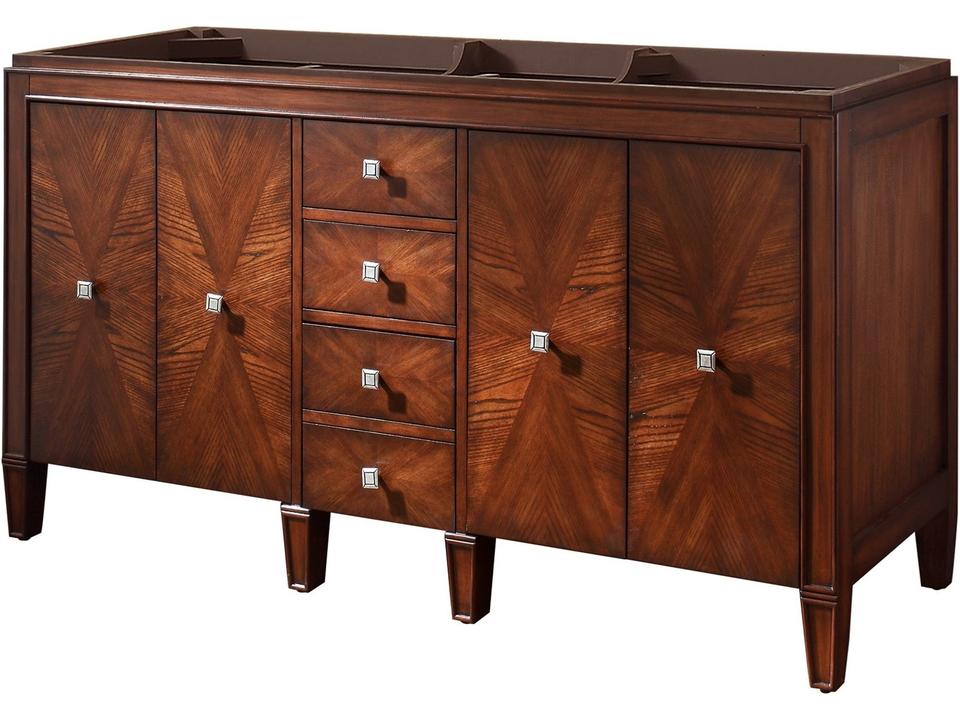 Brentwood 61 in. Double Sink Bathroom Vanity in New Walnut