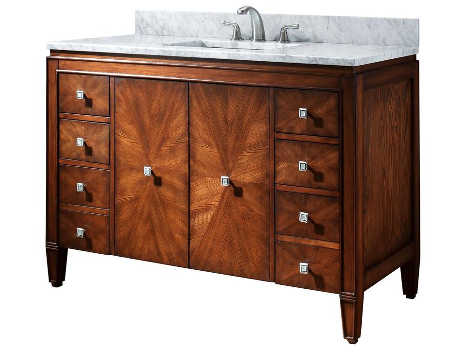 Brentwood 49 in. Single Sink Bathroom Vanity in New Walnut with Carrara White Marble Top