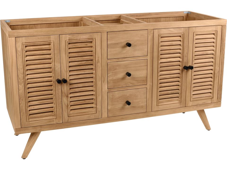Harper 60 in. Double Sink Bathroom Vanity in Natural Teak