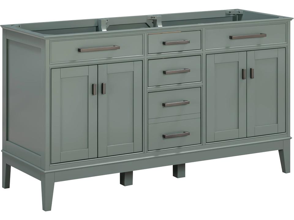 Madison 60 in. Double Sink Bathroom Vanity in Smoke Green
