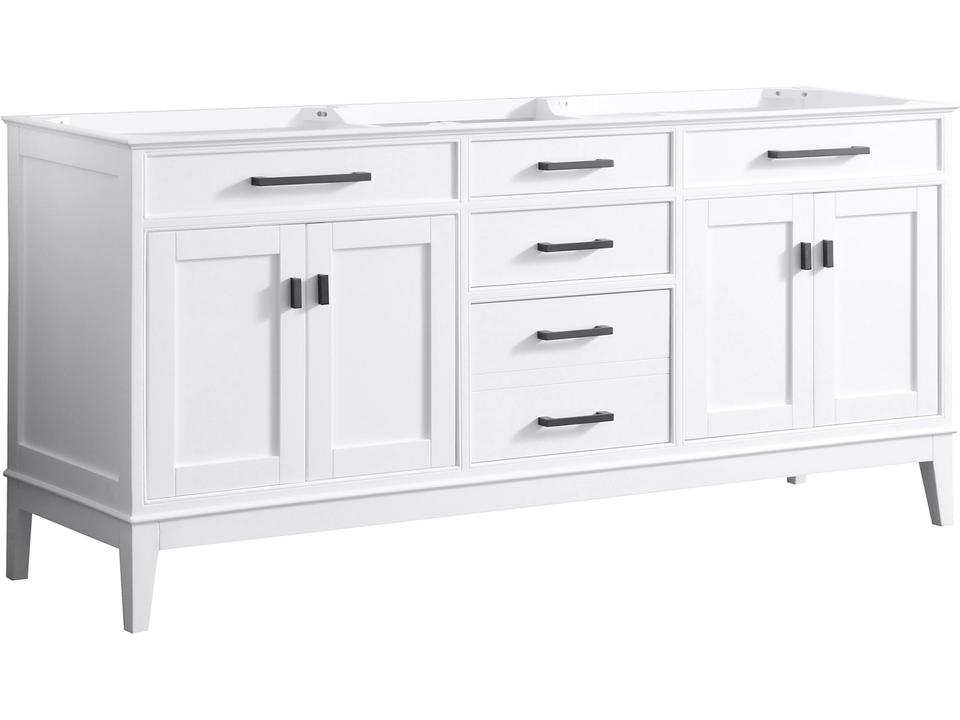 Madison 72 in. Double Sink Bathroom Vanity in White