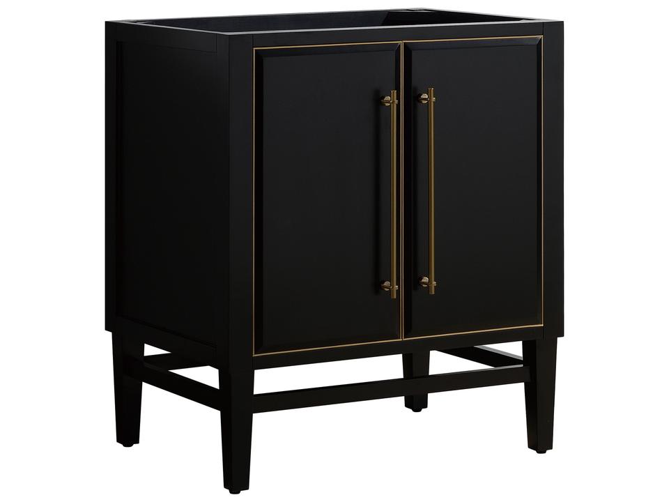Mason 30 in. Single Sink Bathroom Vanity in Black with Gold Trim