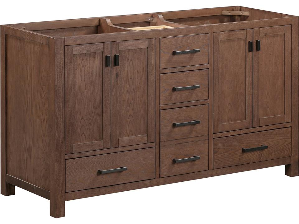 Modero 60 in. Double Sink Bathroom Vanity in Mocha Oak
