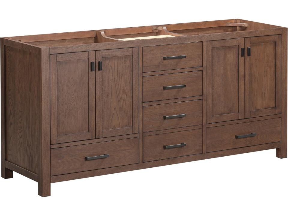 Modero 72 in. Double Sink Bathroom Vanity in Mocha Oak
