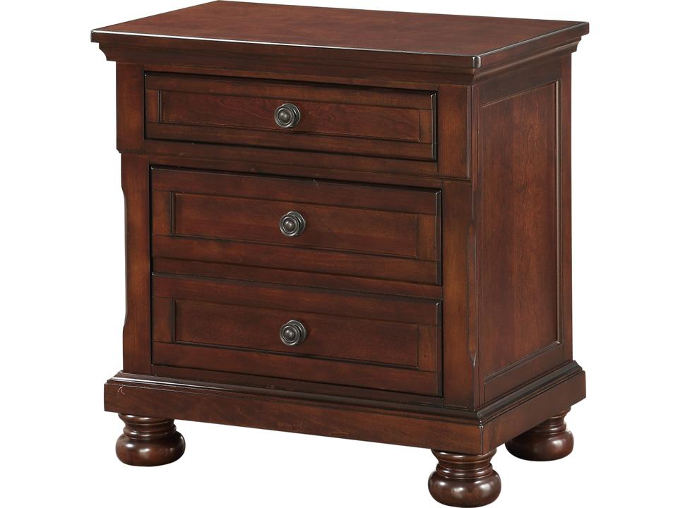 3-Drawers Pine Wood Nightstand