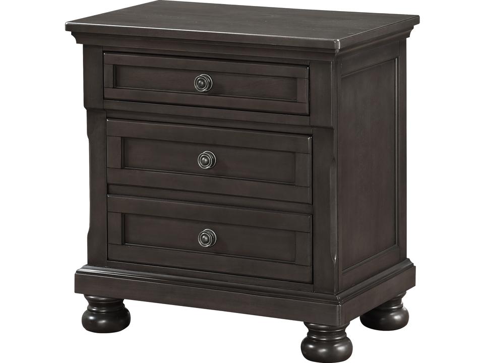 Stella 2-Drawer Nightstand with USB Charging in Gray Wood