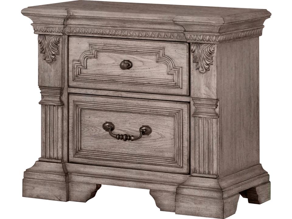 B01218 2-Drawer Rubberwood Nightstand in Light Taupe Brown