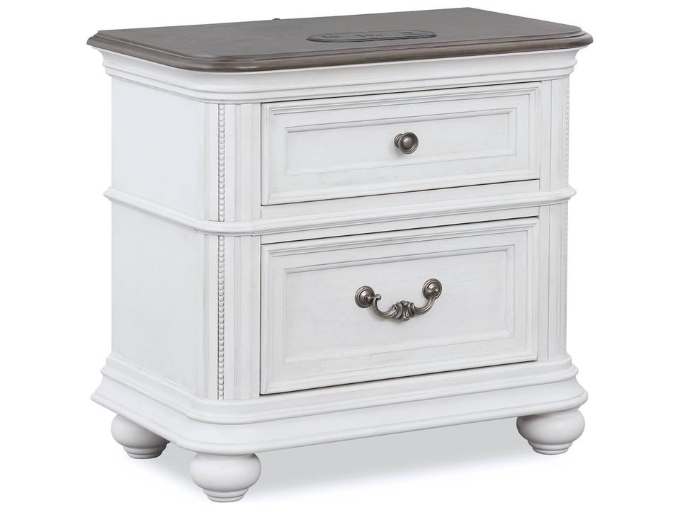 West Chester 2-Drawer Nightstand in Weathered Oak and White