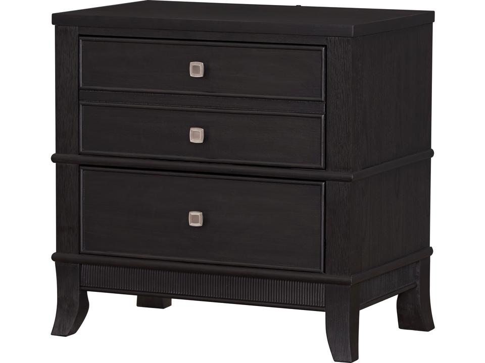 B0194A 3-Drawer Nightstand with USB Charging and Nightlight in Brushed Brown