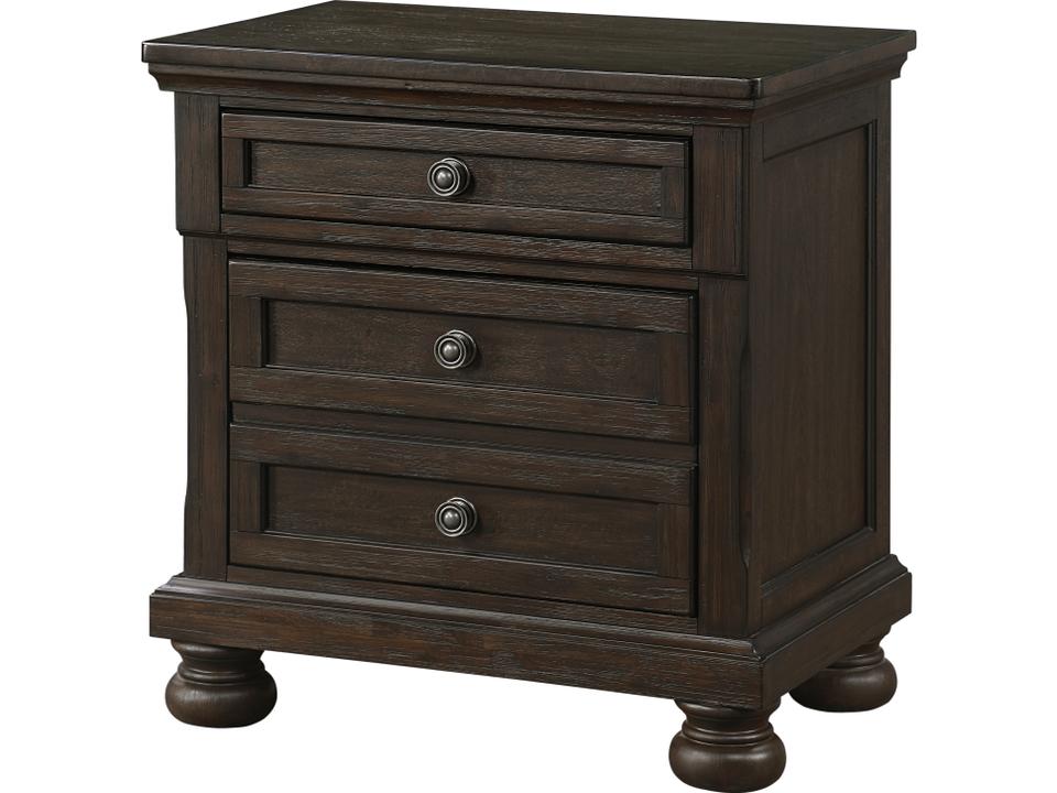3-Drawers Pine Wood Nightstand