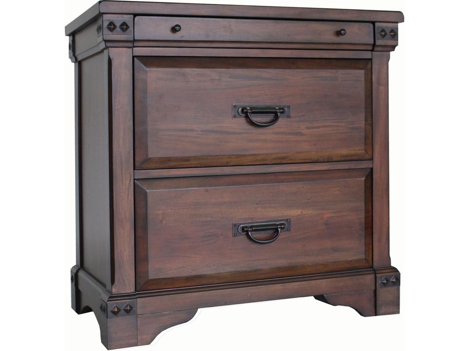 Aspen Village 3-Drawer Nightstand with USB Charger in Toasted Mahogany