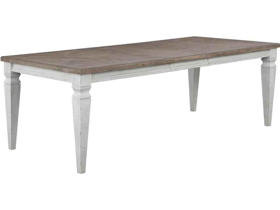 D00323 Rectangular Extendable Dining Table in Distressed White and Light Acacia