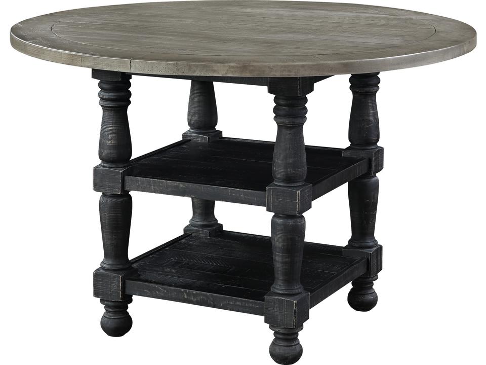 D511 Round Counter Height Dining Table in Distressed Gray and Washed Black