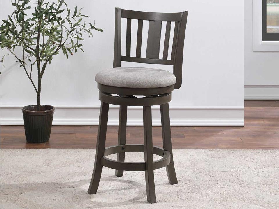 D01800 Collection Upholstered Swivel Counter Stool in Antique Gray