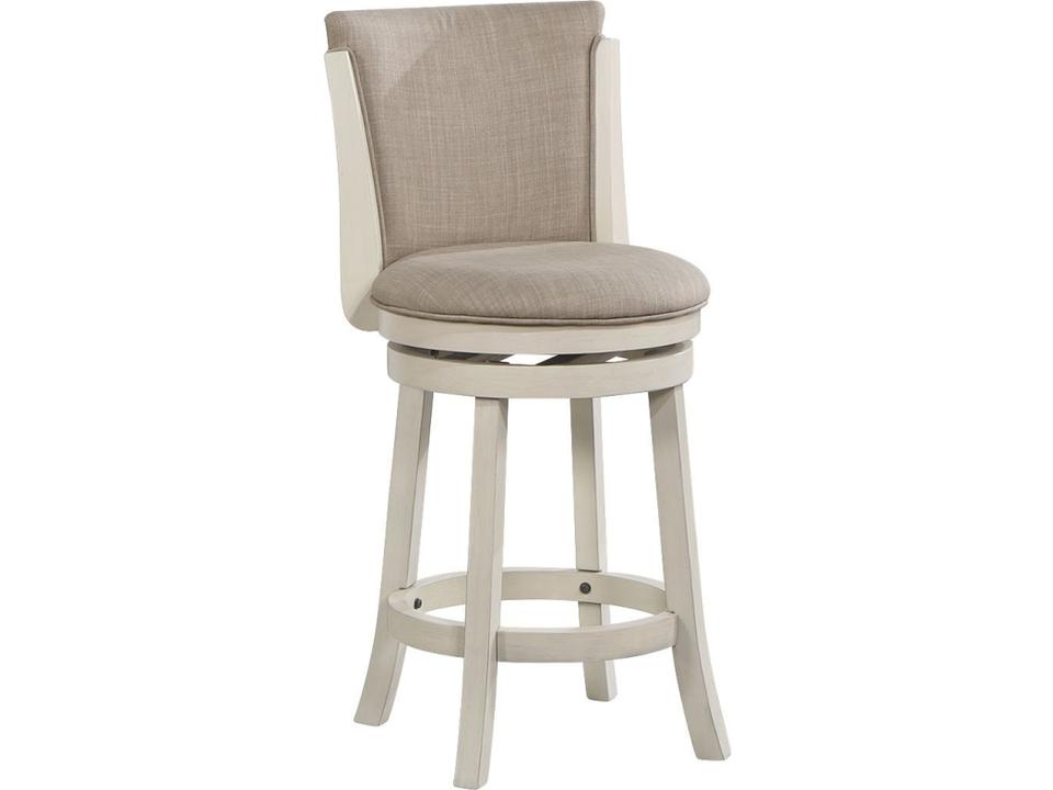 Contempo 24-Inch Swivel Counter Stool Antique White Upholstered