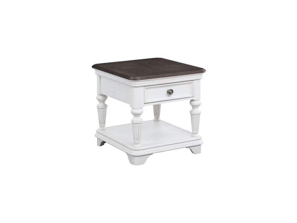 O0162 Traditional End Table in Gray Oak and Distressed White