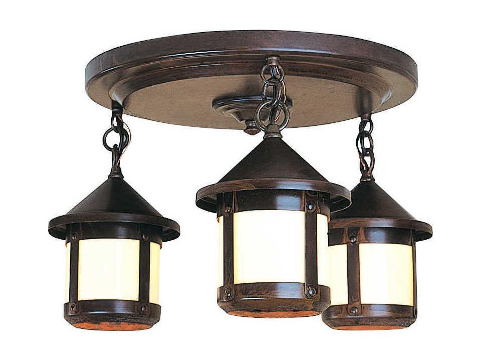 Berkeley 3-Light Bronze Glass Cylinder Semi Flush Mount