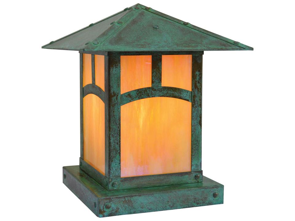 1 Light Evergreen Column Mount Outdoor Light Classic Arch Overlay Satin Black