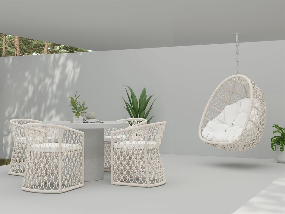 Amelia White Rope Outdoor Dining Set