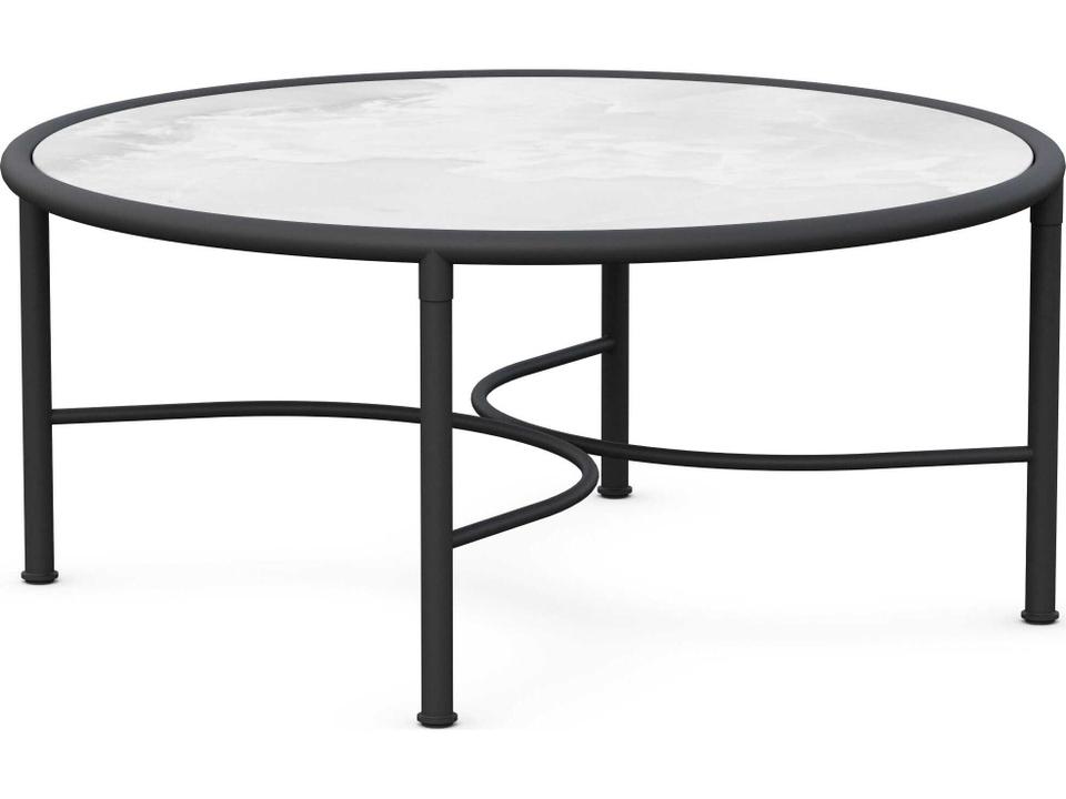 Athens Noir Wrought Iron Outdoor Coffee Table with Helena Dekton Top