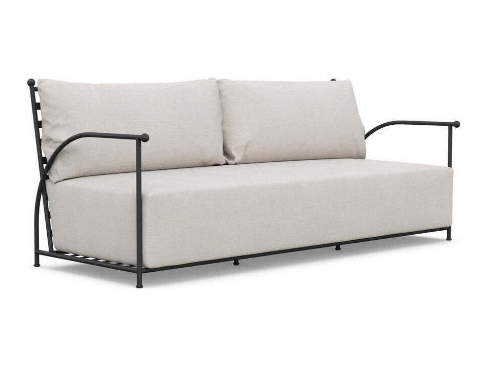 Athens High Back 3 Seat Sofa with Wrought Iron Frame in Noir