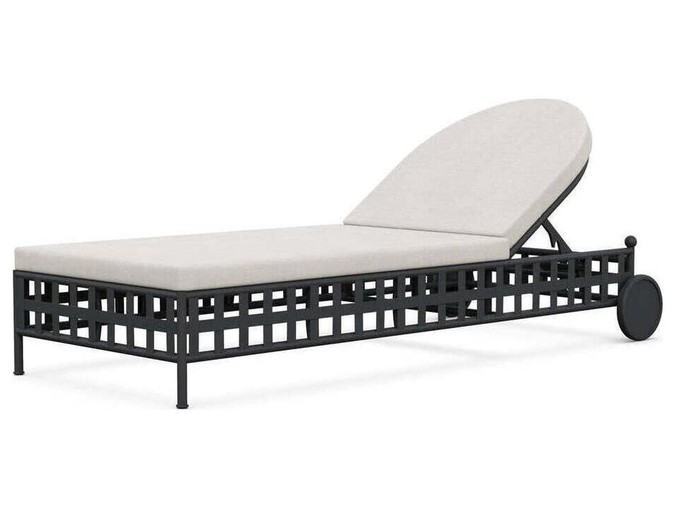 Athens Outdoor Wrought Iron Chaise Lounge with Linen Cushion