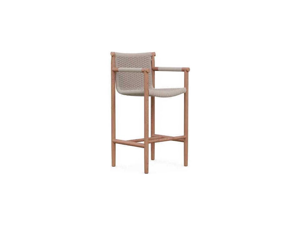 Boca Natural Teak Rope Bar Stool with Chicory Rope