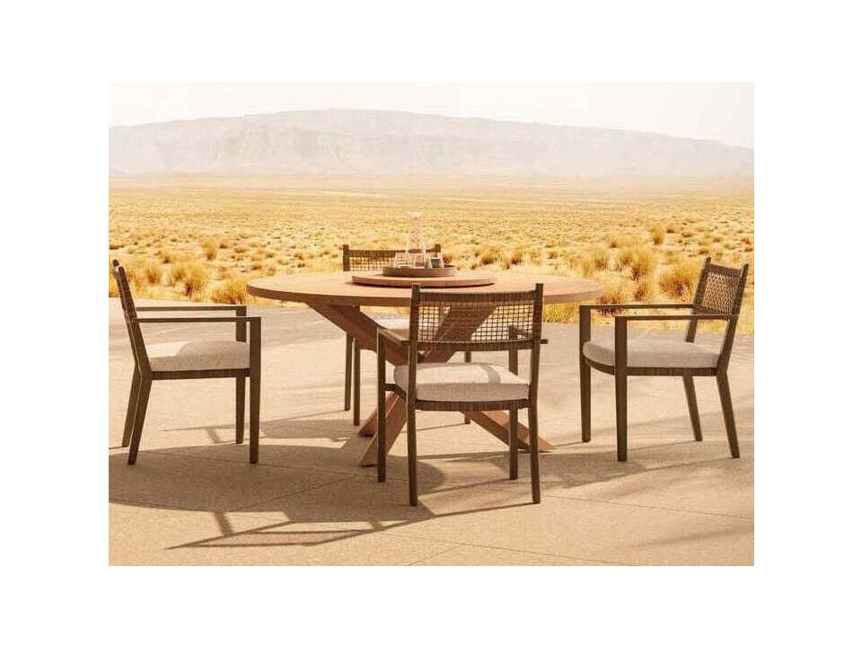 Bozeman Teak and WIcker Dining Room Set