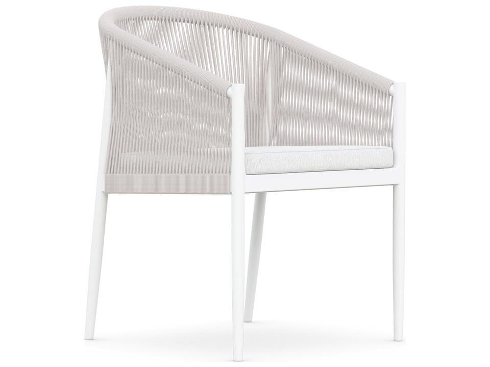 Catalina Sand All-Weather Rope Outdoor Patio Dining Arm Chair with Cloud Cushion