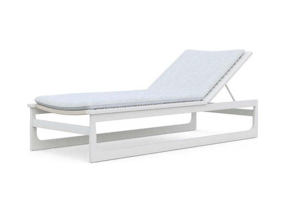 Cozumel Outdoor Chaise Lounge in Birch Rope with White Cushion