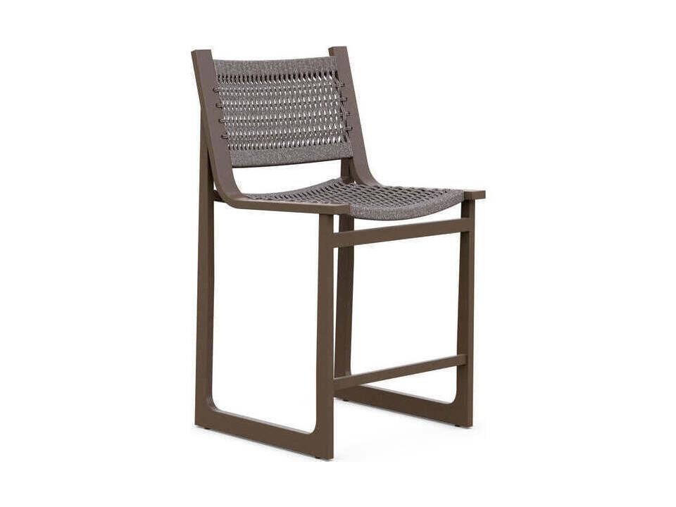 Cozumel Outdoor Bar Stool with All-Weather Textelene Rope in Matte Bronze