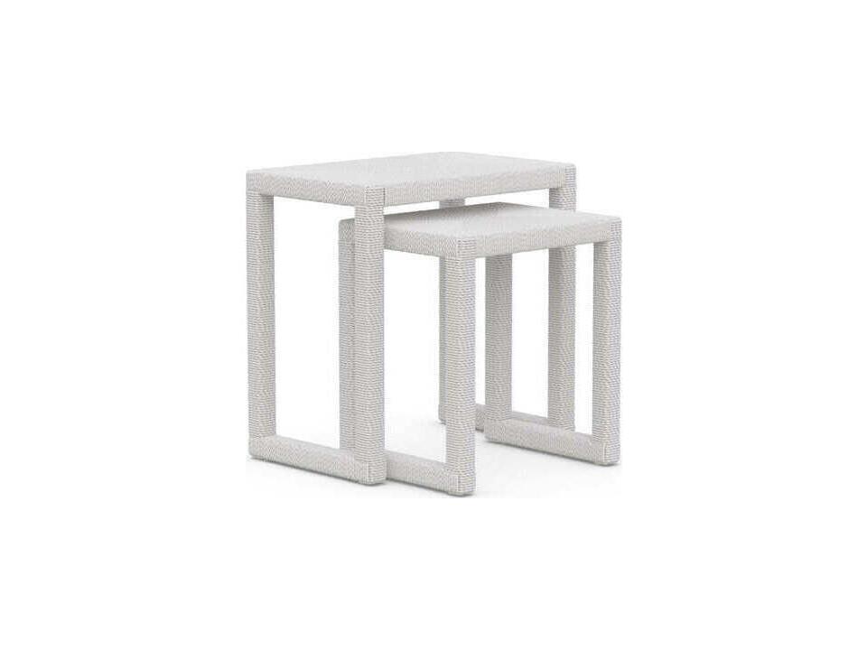Cyprus Wicker Rectangular Nesting Tables Bone All-Weather Wicker