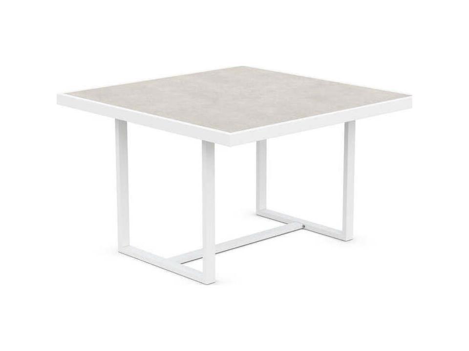 Pavia 48-Inch Square Dining Table with Albarium Dekton Top and Charcoal Aluminum Base