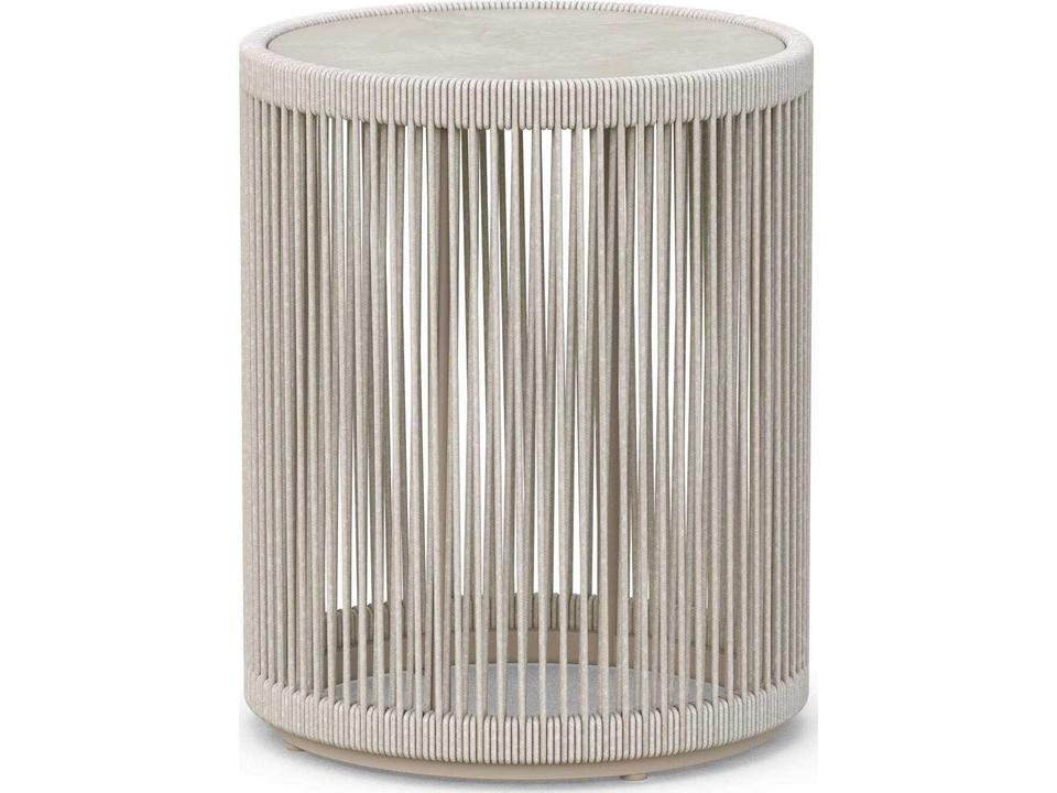 Malta Birch Round Outdoor End Table with Albarium Dekton Top