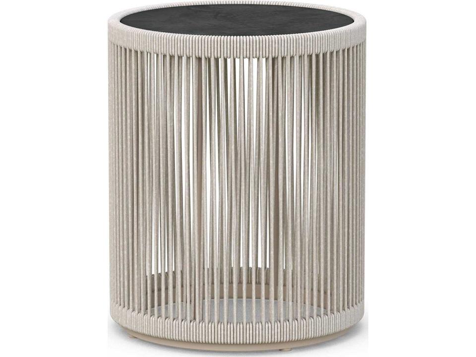 Malta Birch All-Weather Rope Round End Table with Dekton Top