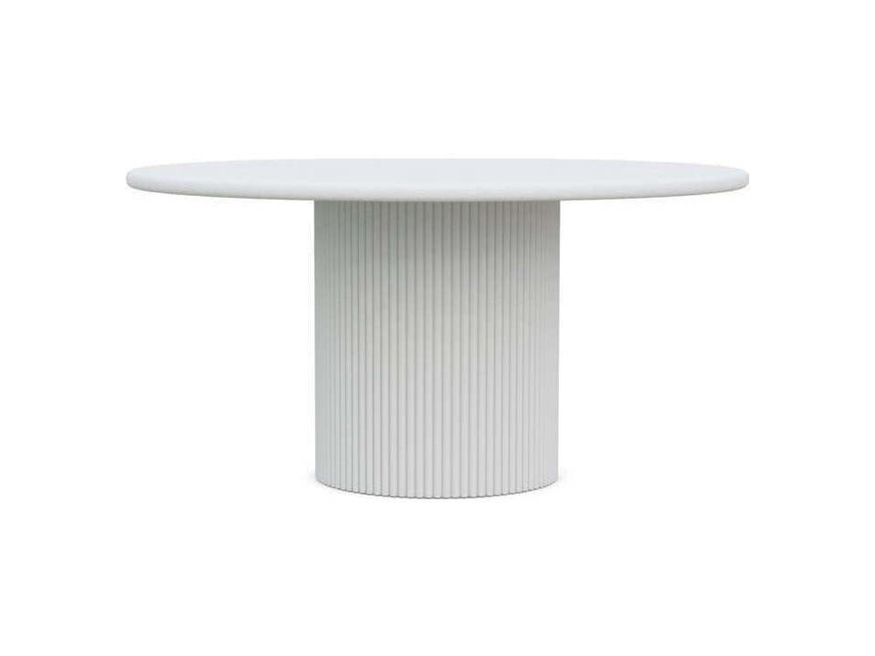 Palma 60-Inch Round Dining Table in Matte White Aluminum