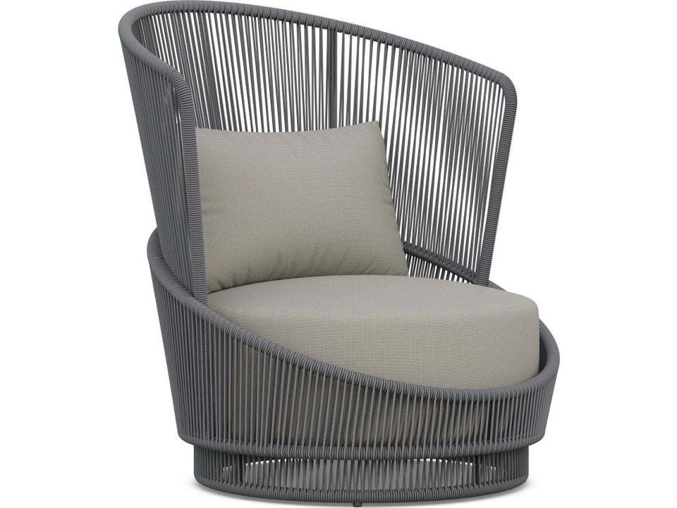 Palma Swivel Outdoor Club Chair in Mocha Rope with Midnight Cushion
