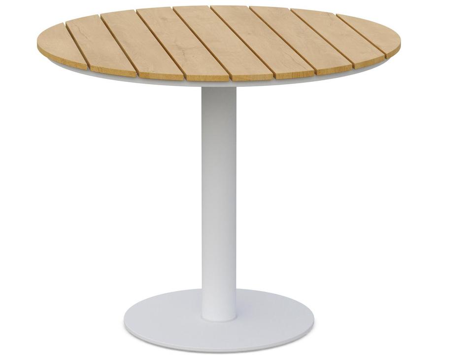 Leon Round 36-Inch Outdoor Dining Table Alpine WeatherWood Top