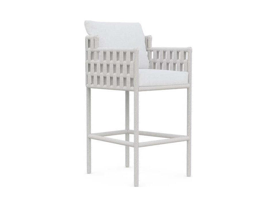 Santa Cruz Outdoor Bar Stool with Polar Cushion and Matte White Frame