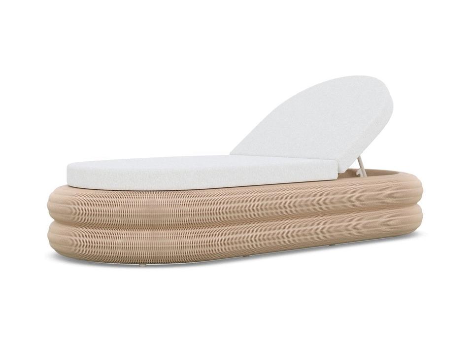 Texoma Outdoor Chaise Lounge in Almond All-Weather Wicker with Cloud Cushion