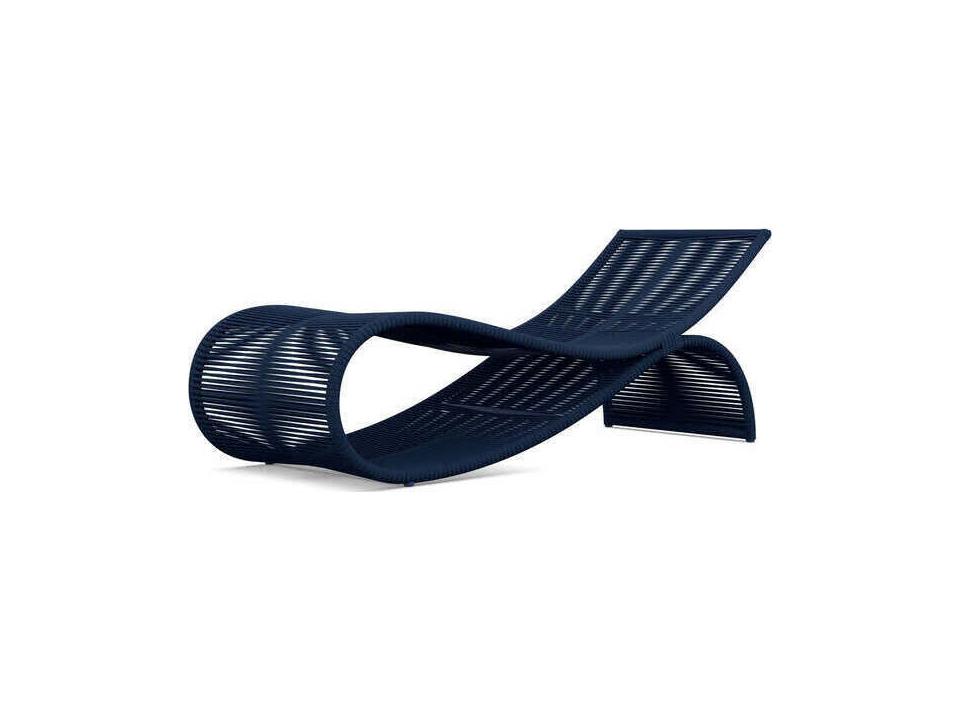 Wave All-Weather Rope Chaise Lounge in Midnight Blue