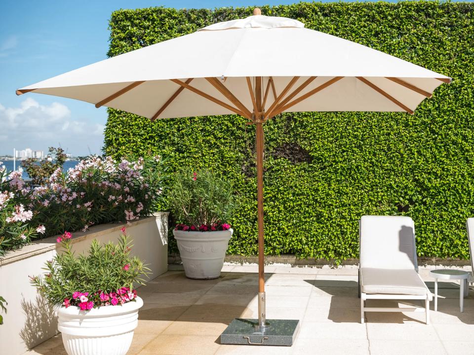 Levante 7 Foot Square Bamboo Outdoor Umbrella with Pulley Lift