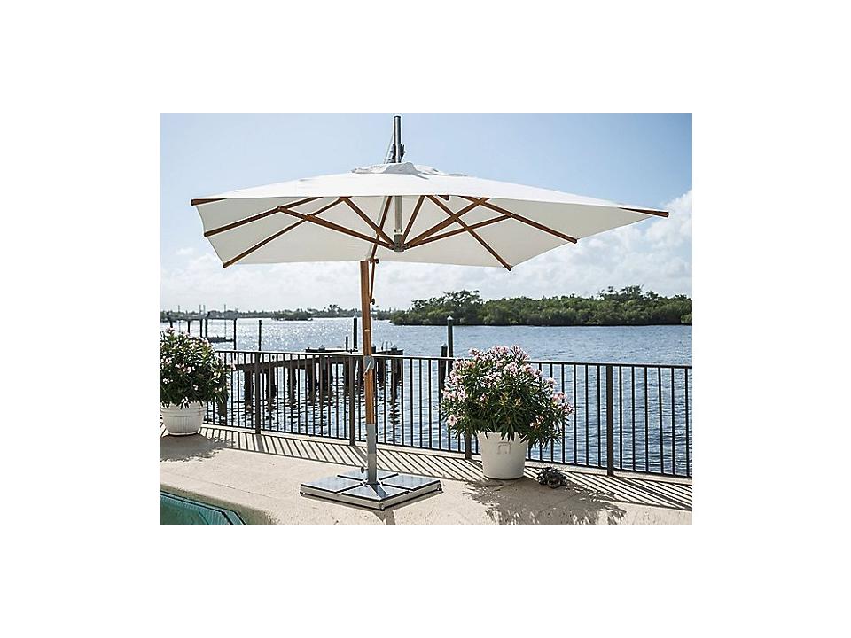 Sirocco 8.5 Square Side Wind Bamboo Cantilever Outdoor Umbrella