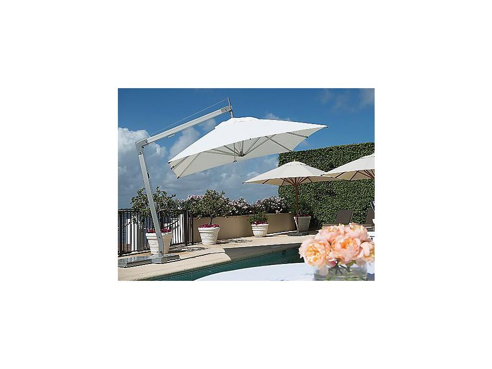 Hurricane 11 Foot Square Sidewind Crank Lift Manual Tilt Cantilever Outdoor Patio Umbrella