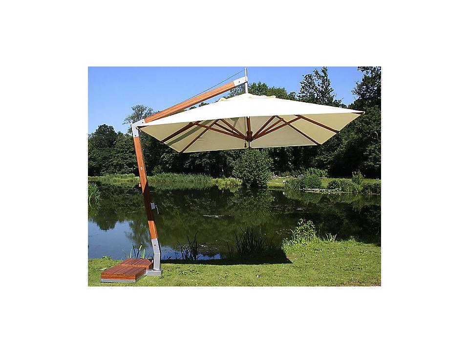 Levante Sidewind 11 Foot Square Bamboo Cantilever Umbrella