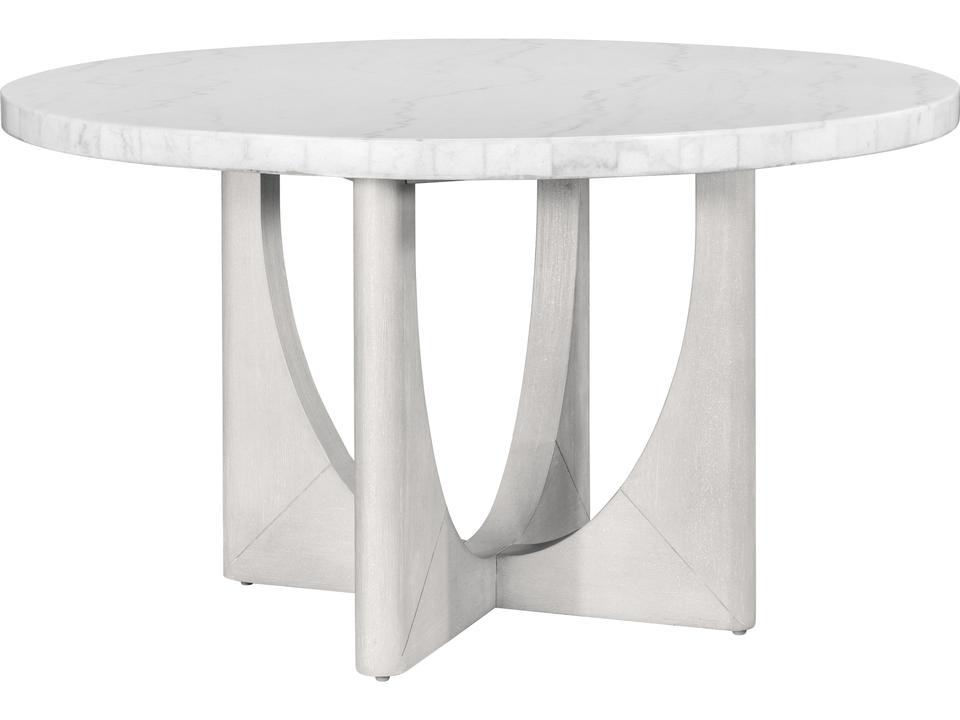 Gavin 54-Inch Round Dining Table in White Marble and Driftwood Finish