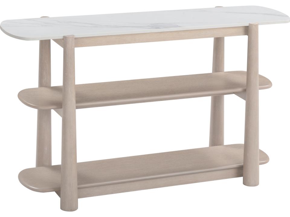 Horizons Rectangle Console Table White Oak and White Marble