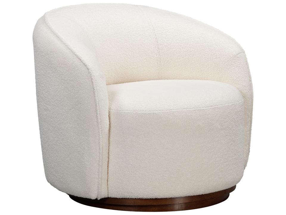 Rory Swivel Upholstered Accent Chair in Ivory Boucle